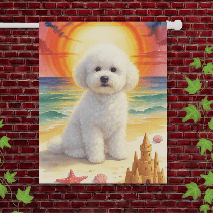 Printify Home Decor 24.5'' × 32'' Bichon Frise Beach Garden Flag