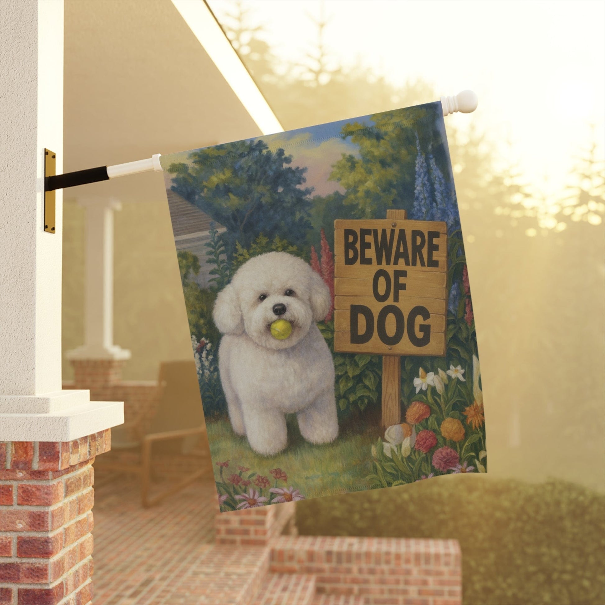 Bichon Frise Beware of Dog Garden Flag