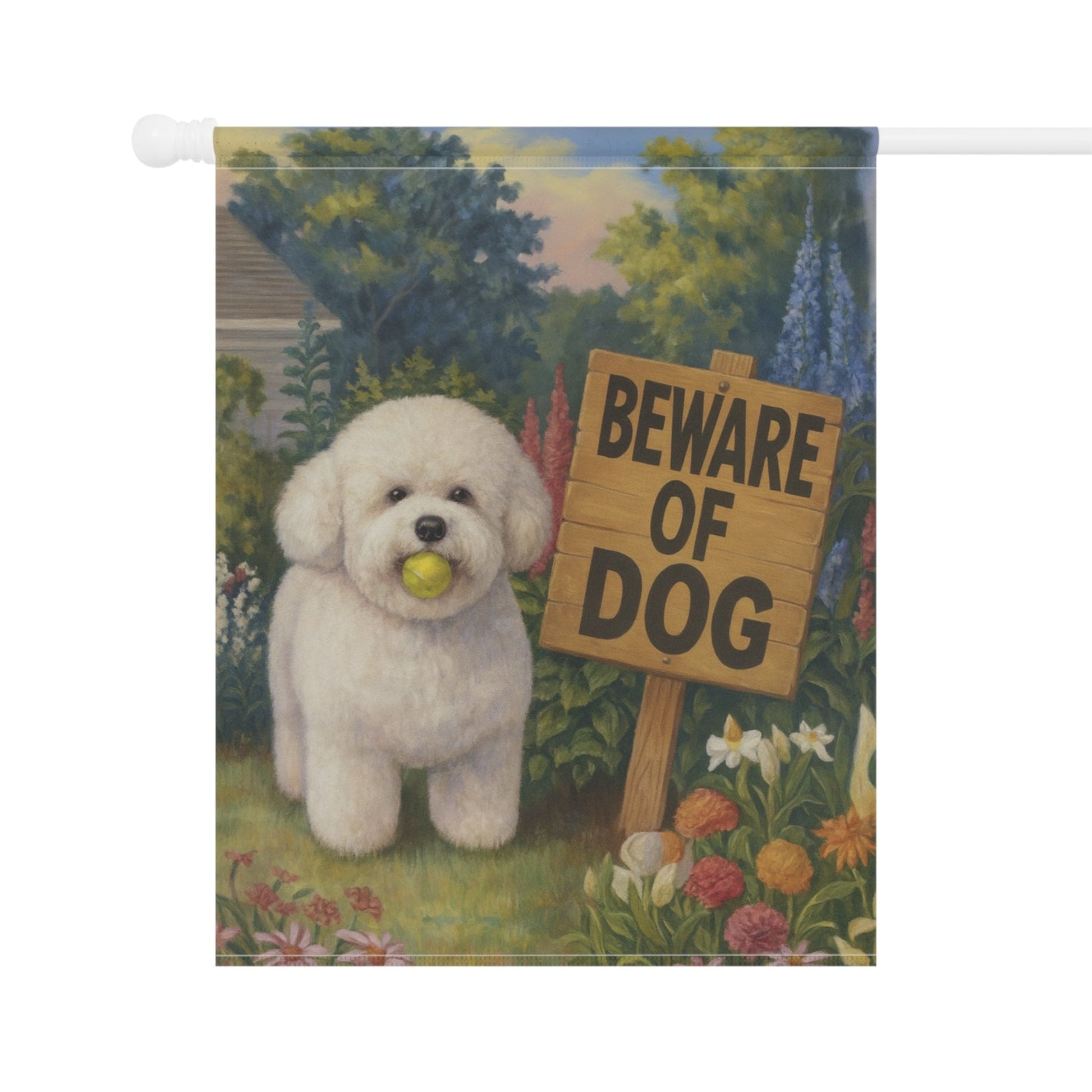 Bichon Frise Beware of Dog Garden Flag
