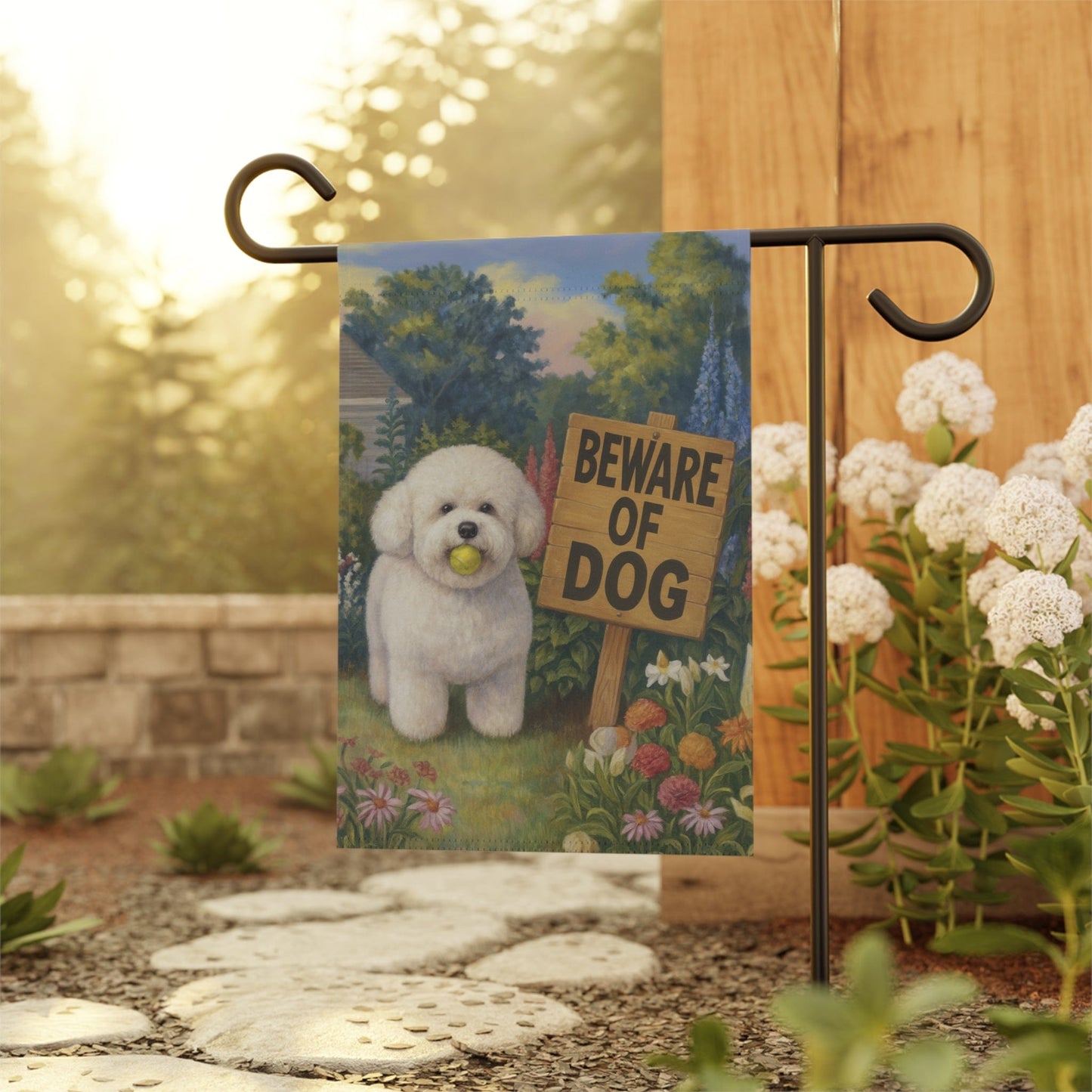 Bichon Frise Beware of Dog Garden Flag