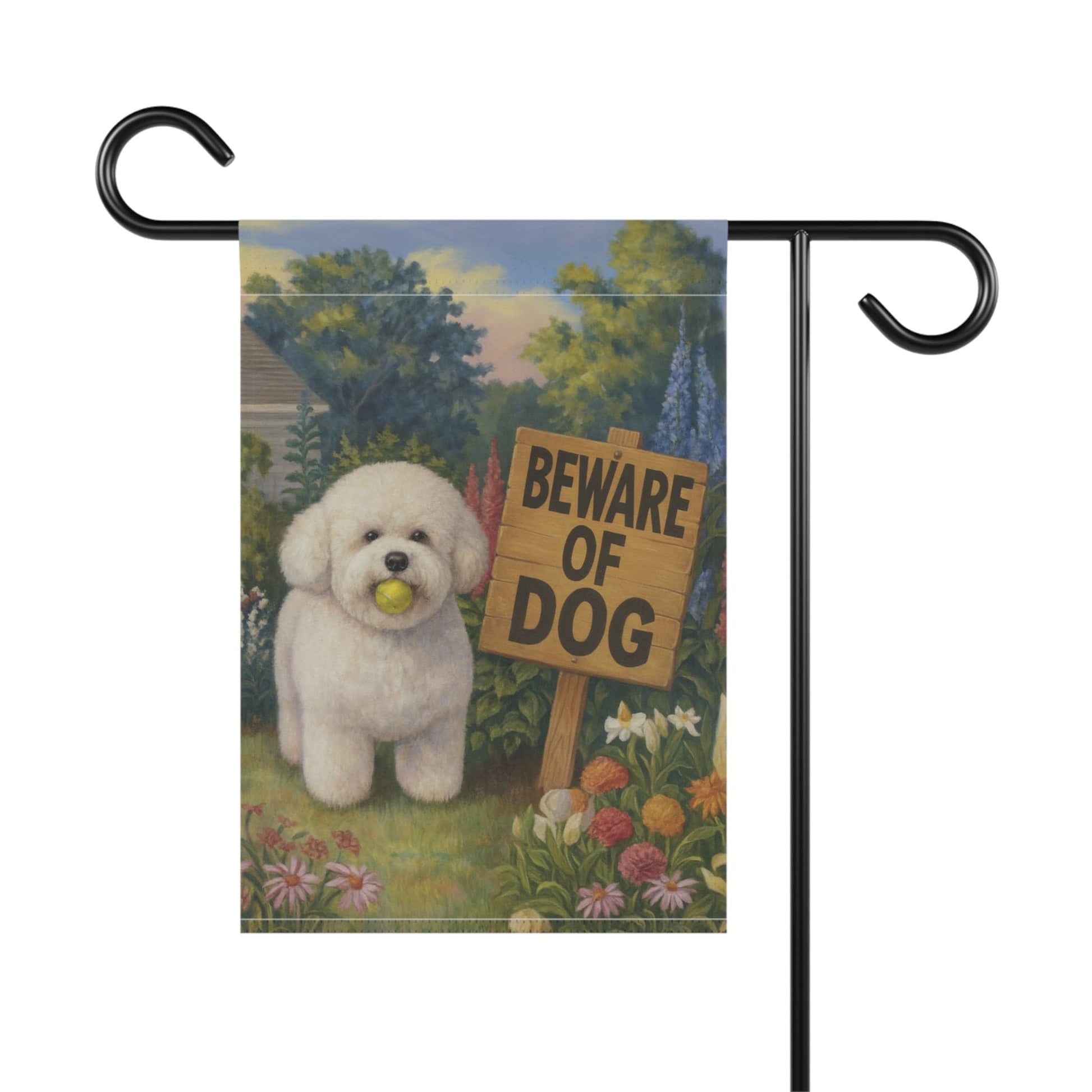 Bichon Frise Beware of Dog Garden Flag