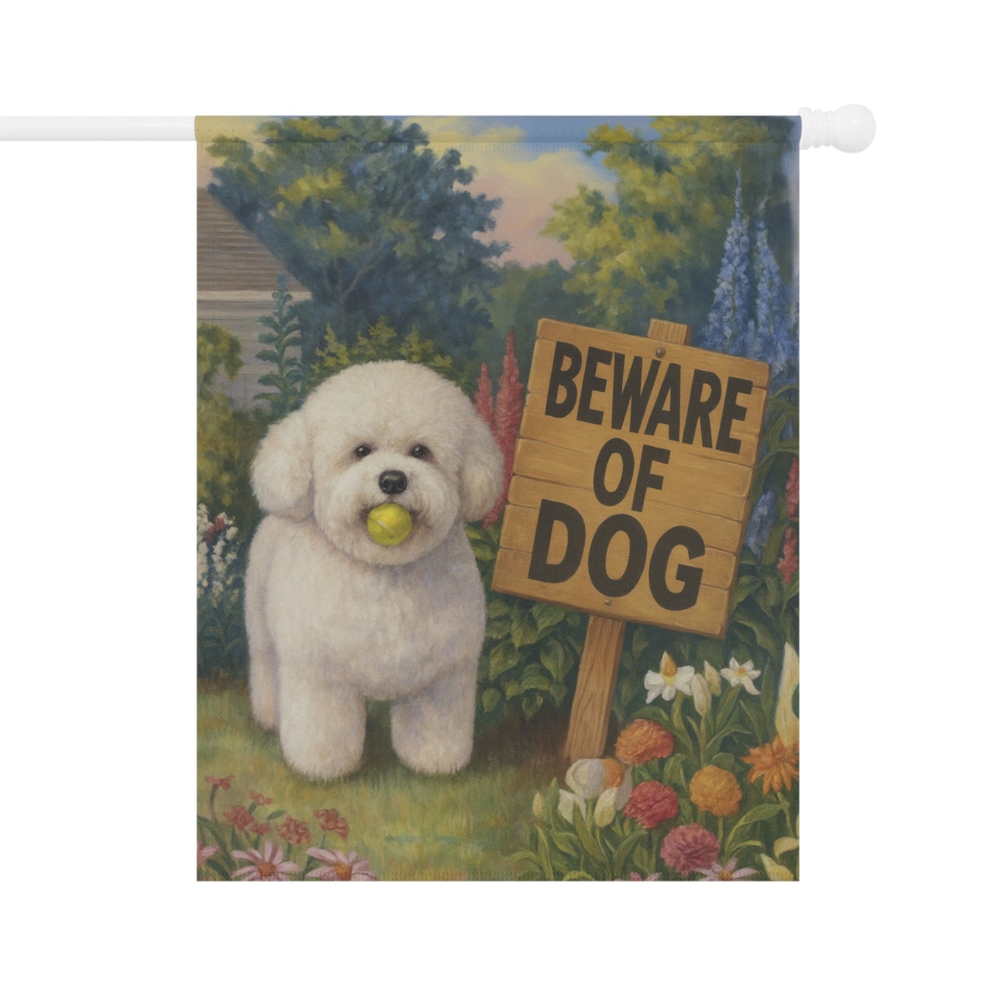 Bichon Frise Beware of Dog Garden Flag