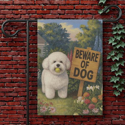 Bichon Frise Beware of Dog Garden Flag 12'' × 18''