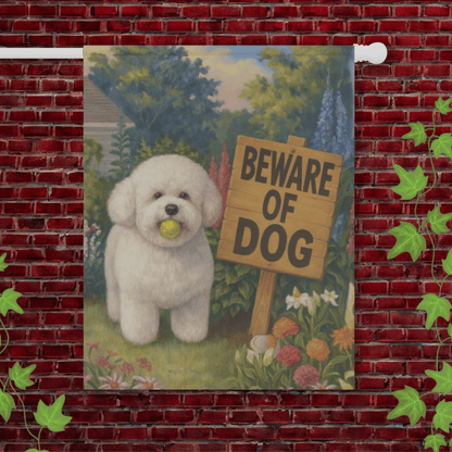 Bichon Frise Beware of Dog Garden Flag 24.5'' × 32''