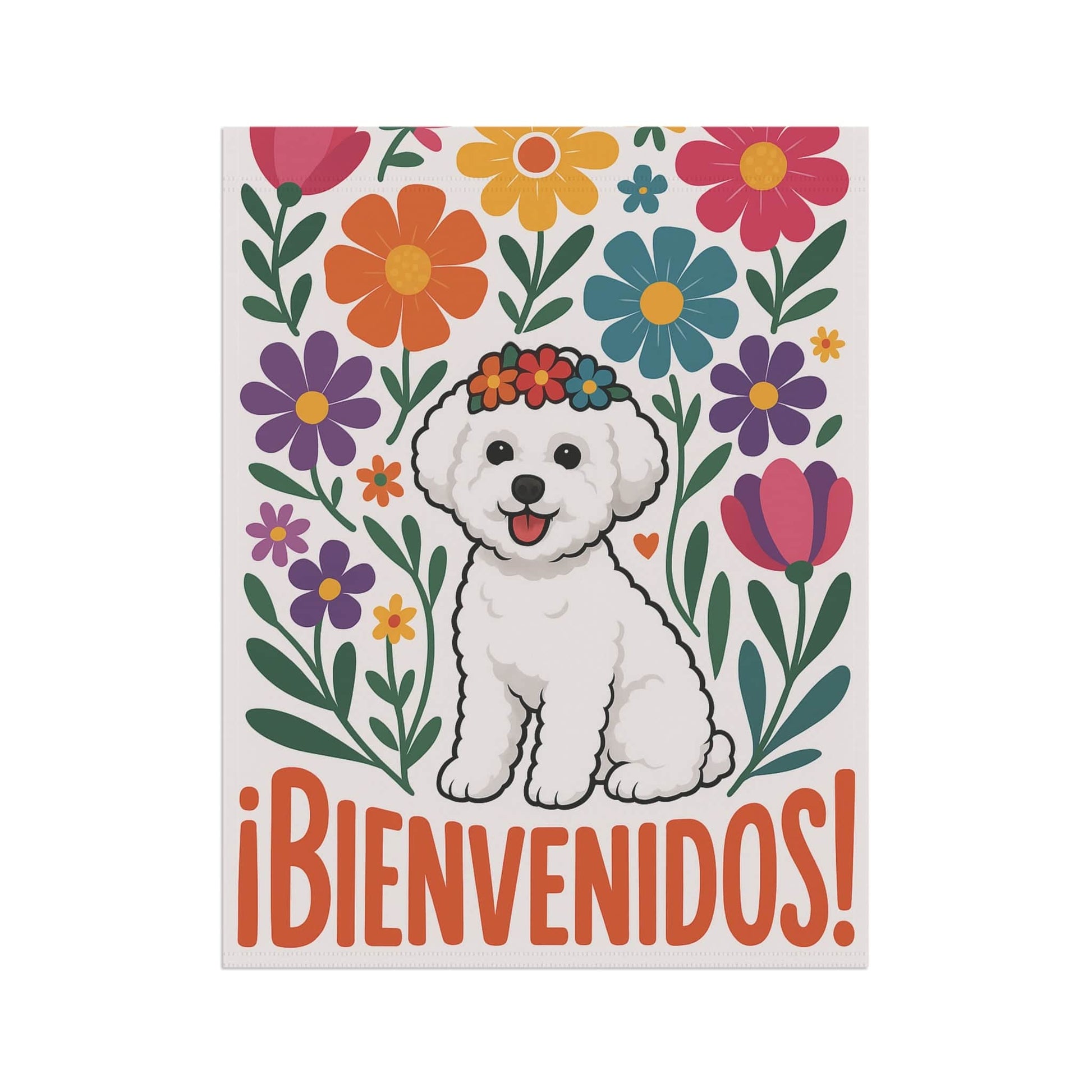 Printify Home Decor Bichon Frise Bienvenidos Garden Flag