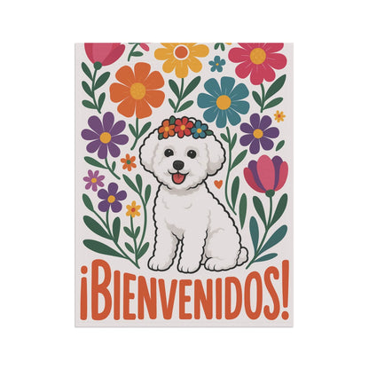 Printify Home Decor Bichon Frise Bienvenidos Garden Flag