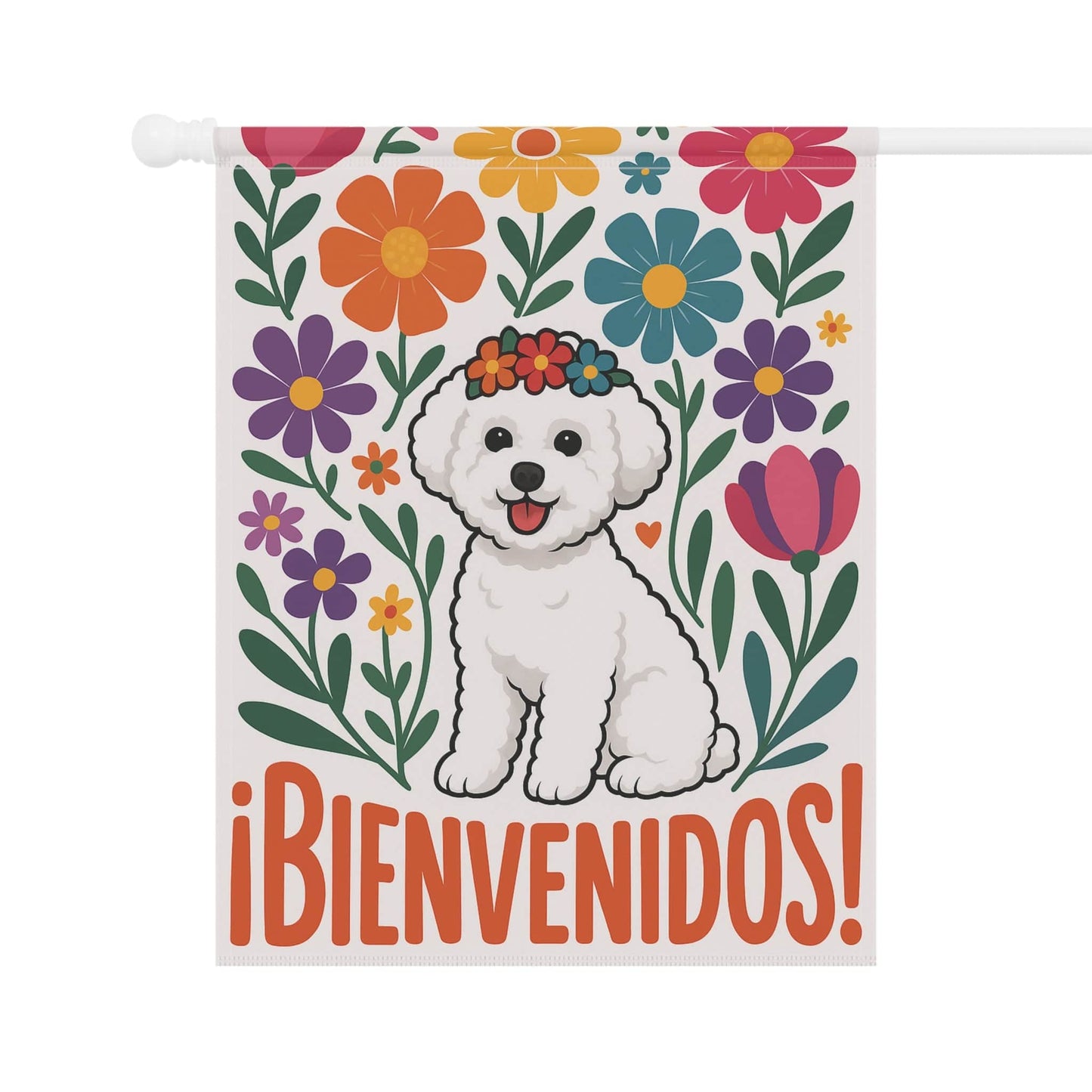 Printify Home Decor Bichon Frise Bienvenidos Garden Flag