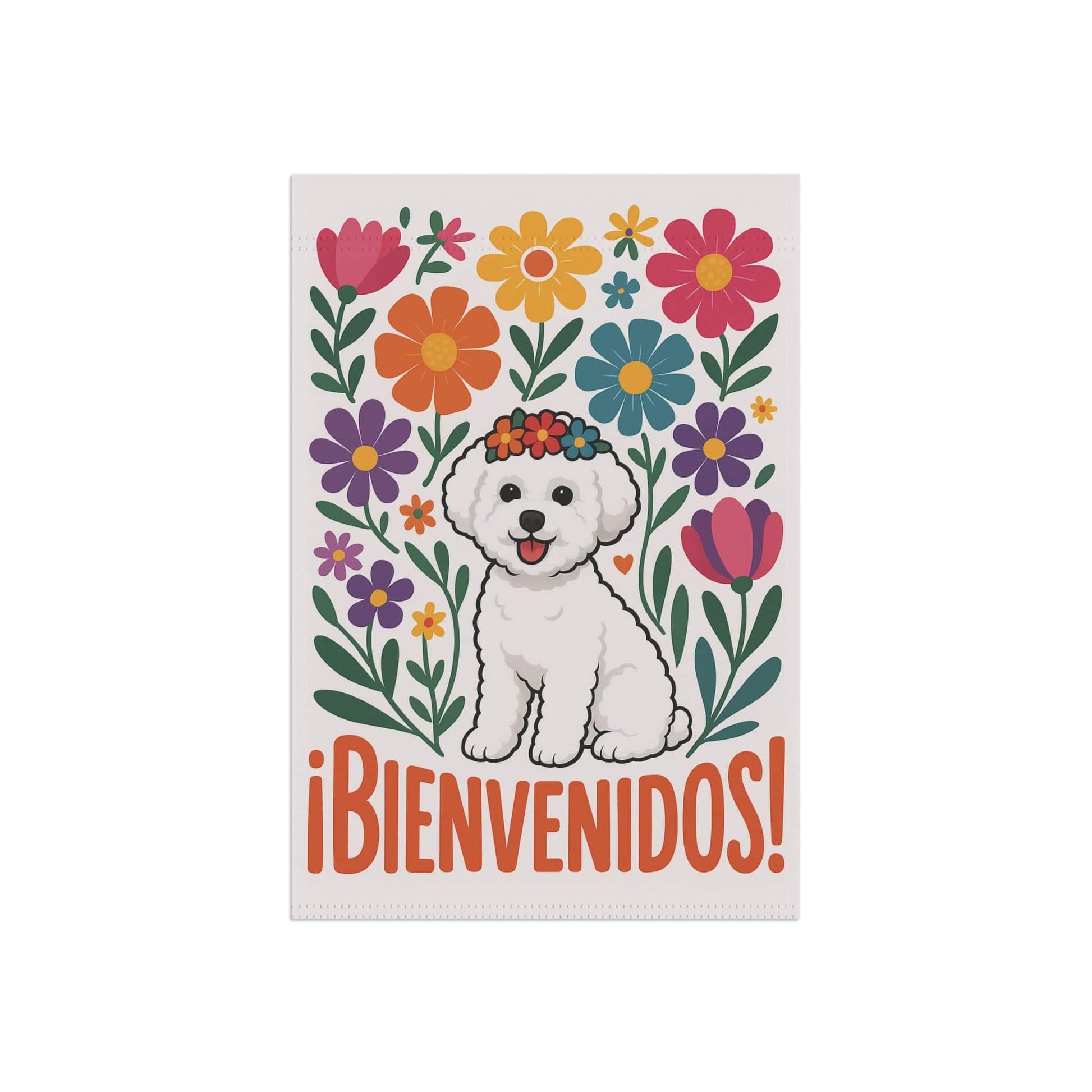 Printify Home Decor Bichon Frise Bienvenidos Garden Flag