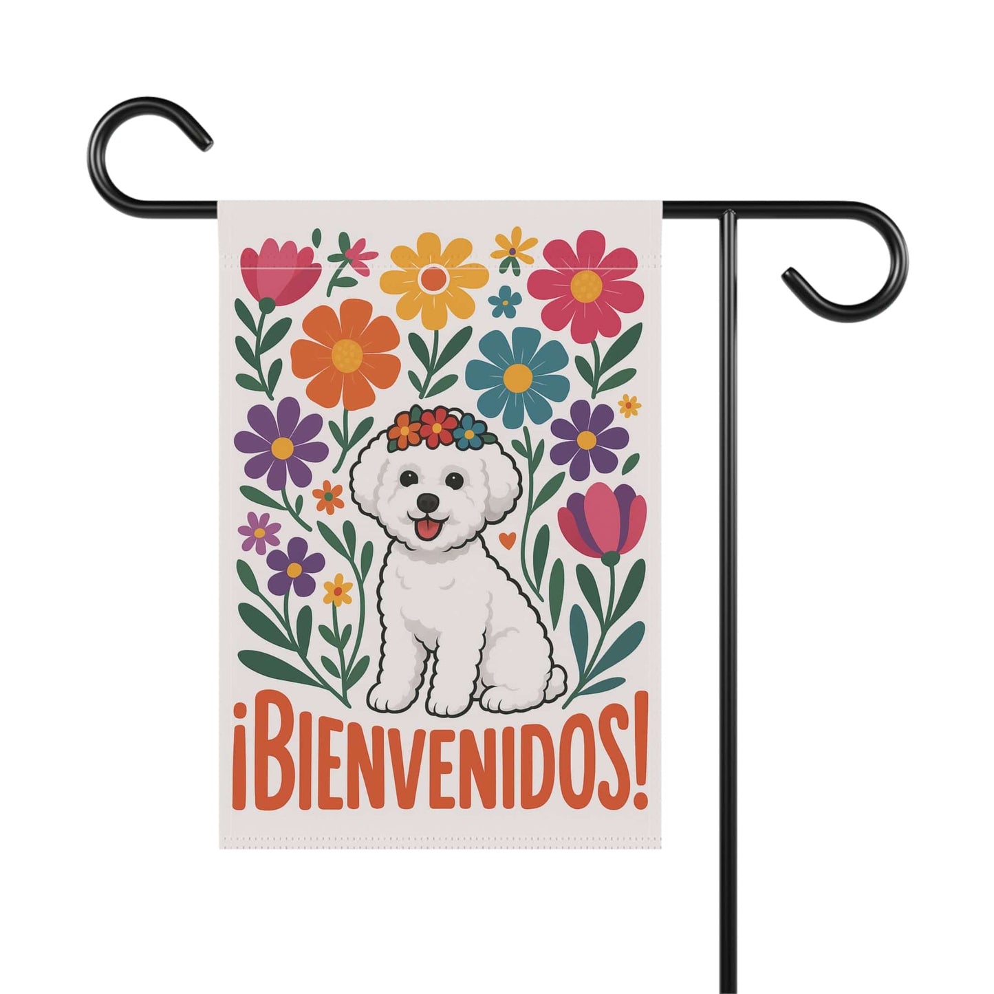 Printify Home Decor Bichon Frise Bienvenidos Garden Flag