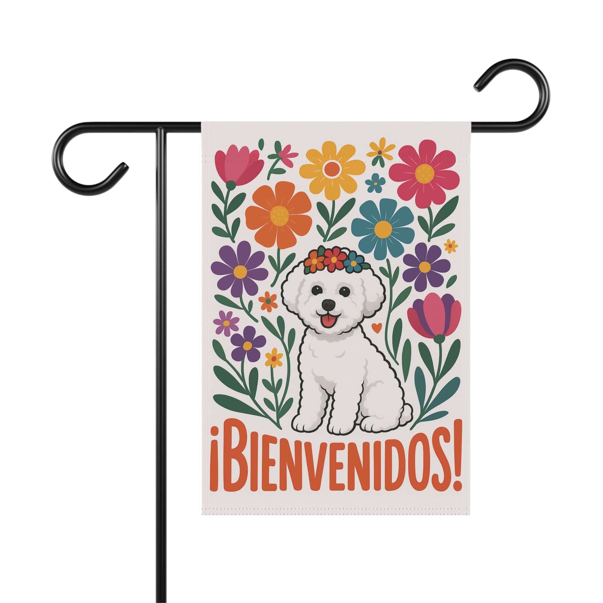 Printify Home Decor 12'' × 18'' Bichon Frise Bienvenidos Garden Flag
