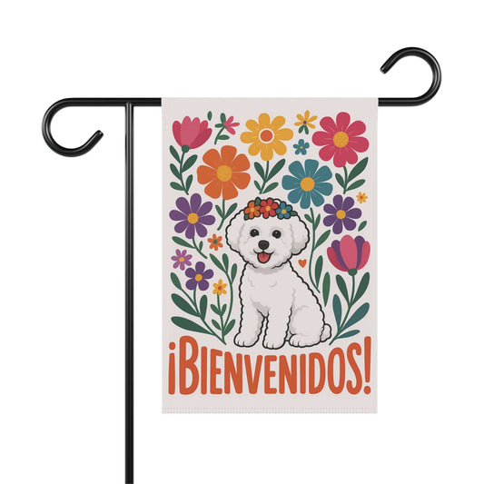 Printify Home Decor 12'' × 18'' Bichon Frise Bienvenidos Garden Flag