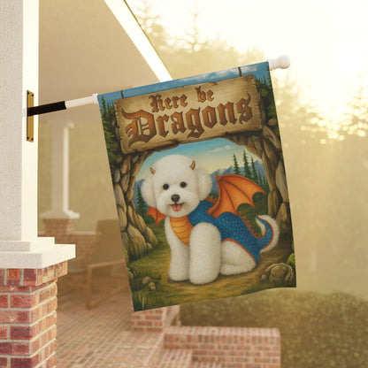 Printify Garden Flag Bichon Frise Dragon Garden Flag