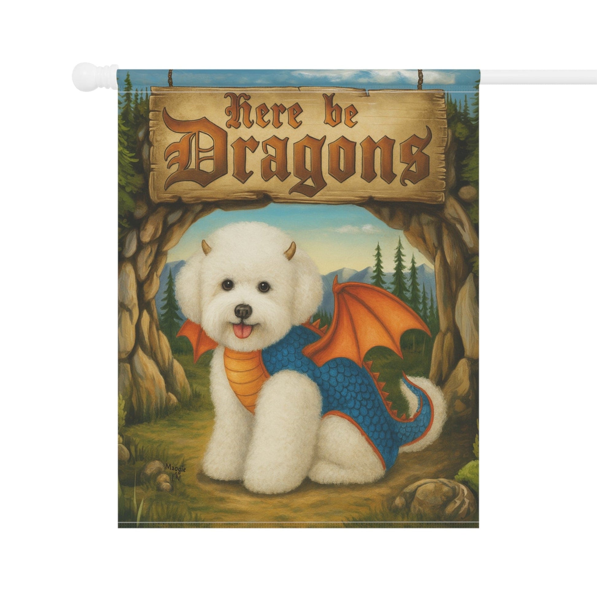 Printify Garden Flag Bichon Frise Dragon Garden Flag