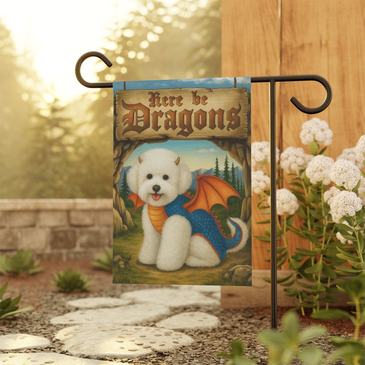 Printify Garden Flag Bichon Frise Dragon Garden Flag