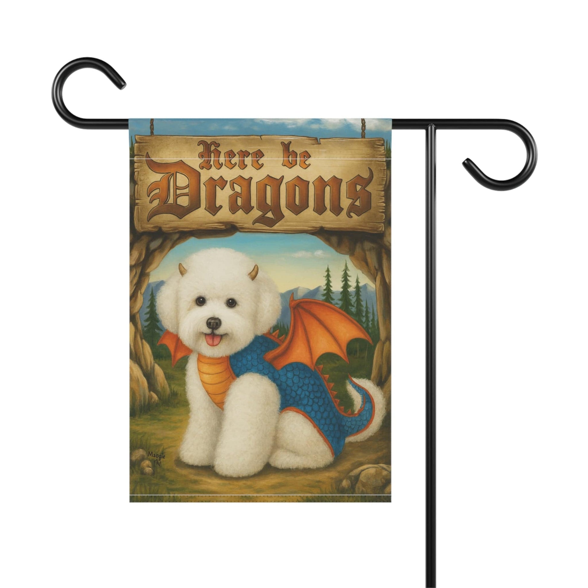 Printify Garden Flag Bichon Frise Dragon Garden Flag