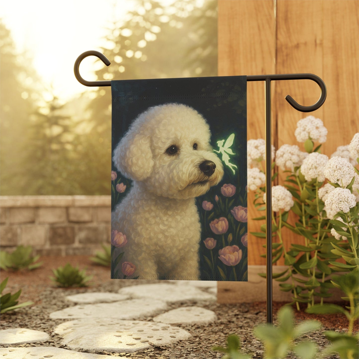 Printify Garden Flag Bichon Frise Fairy Garden Flag