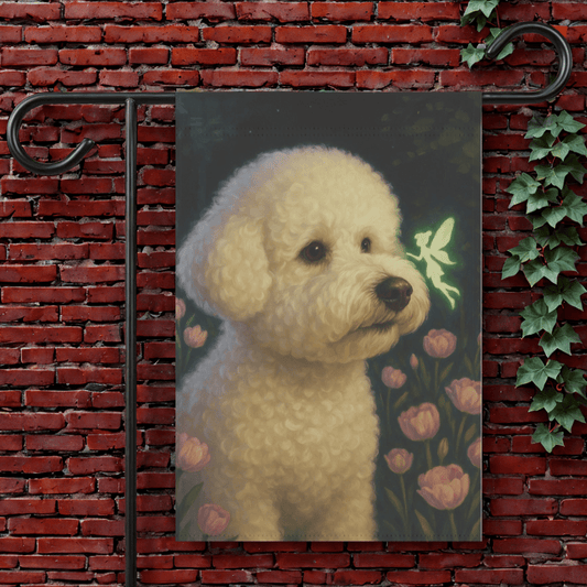 Printify Garden Flag 12'' × 18'' Bichon Frise Fairy Garden Flag