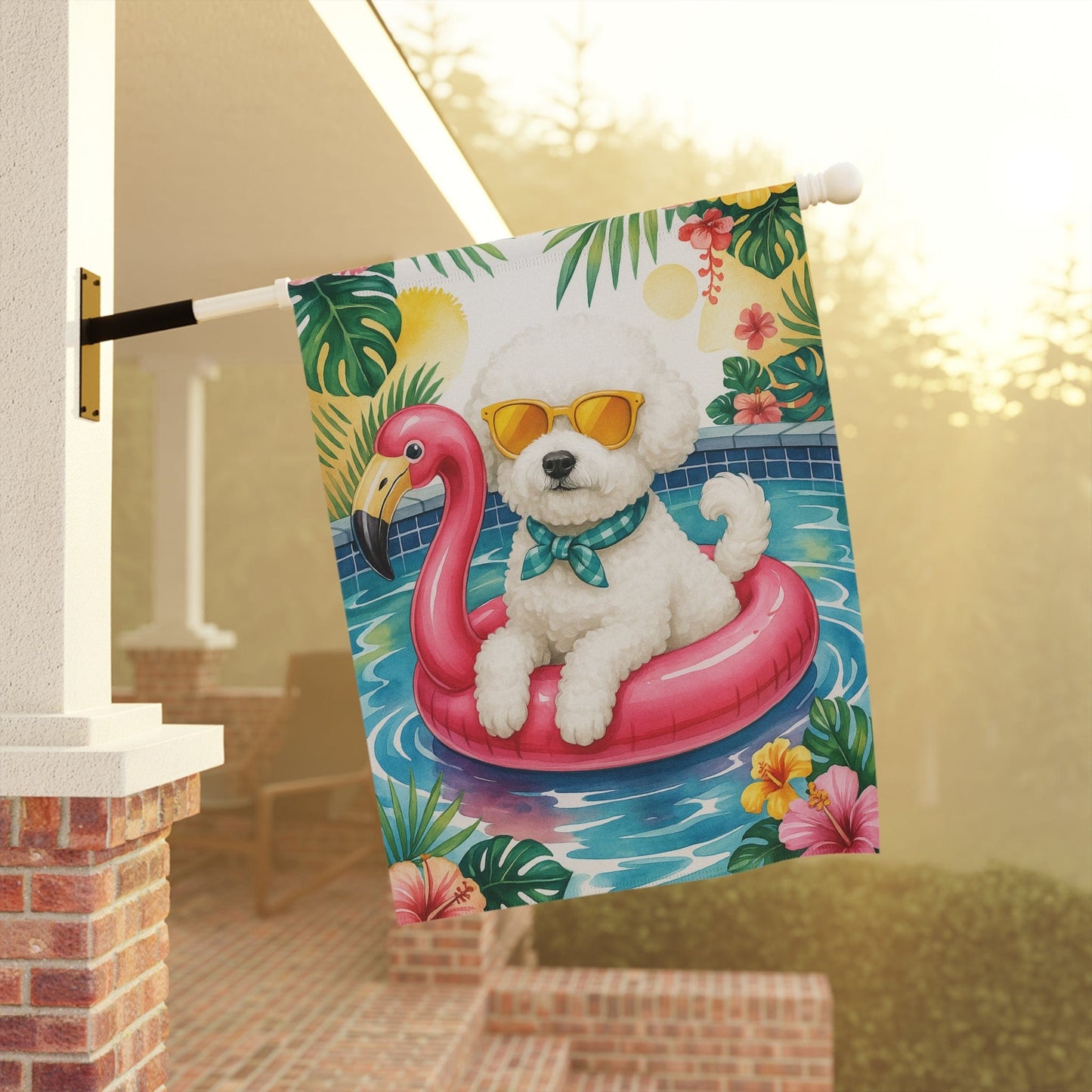 Printify Home Decor Bichon Frise Floatie Garden Flag
