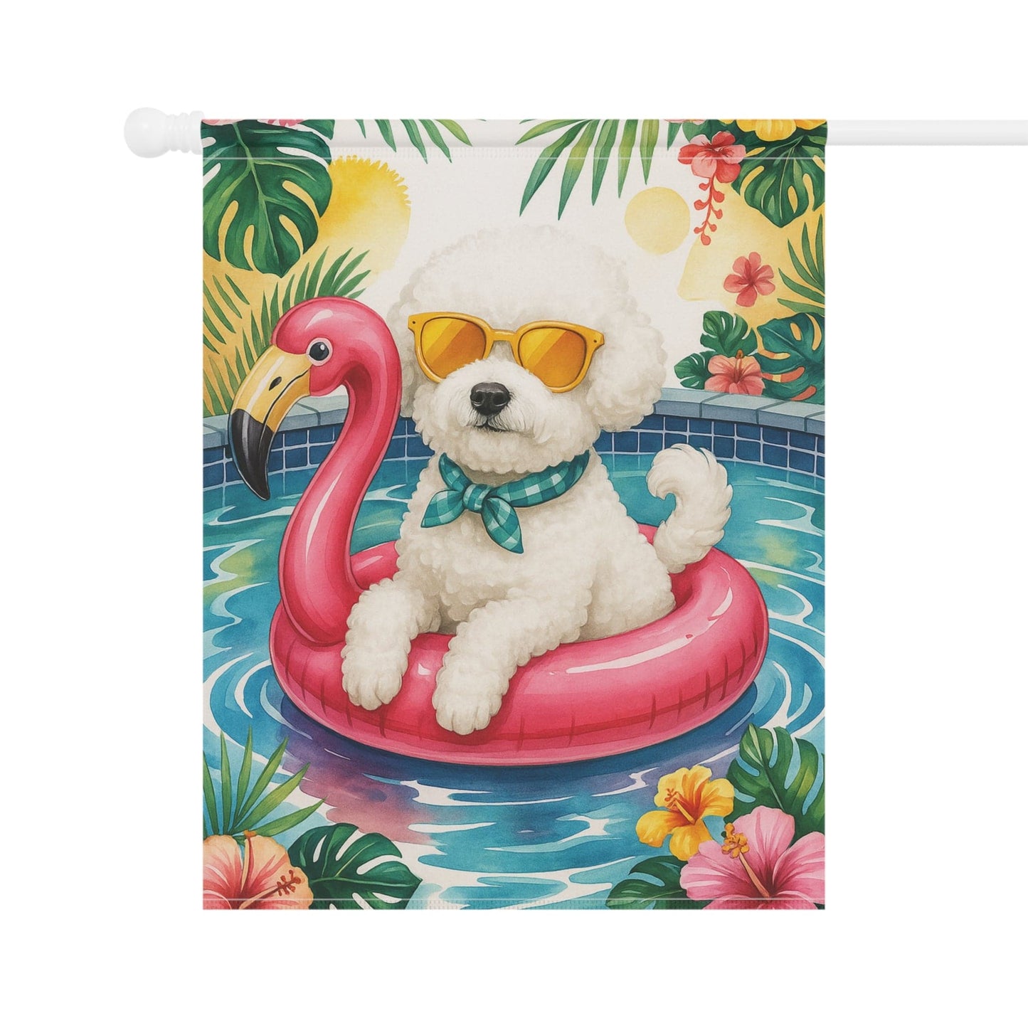 Printify Home Decor Bichon Frise Floatie Garden Flag