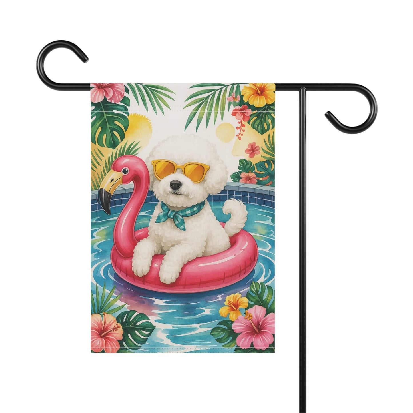 Printify Home Decor Bichon Frise Floatie Garden Flag