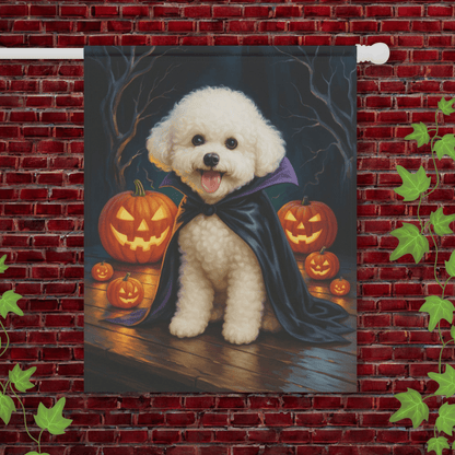 Printify Garden Flag 24.5'' × 32'' Bichon Frise Halloween Garden Flag