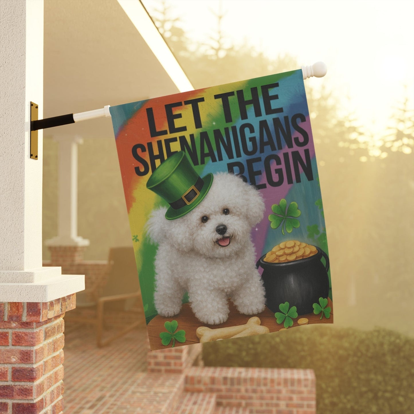 Printify Garden Flag Bichon Frise Saint Patricks Garden Flag