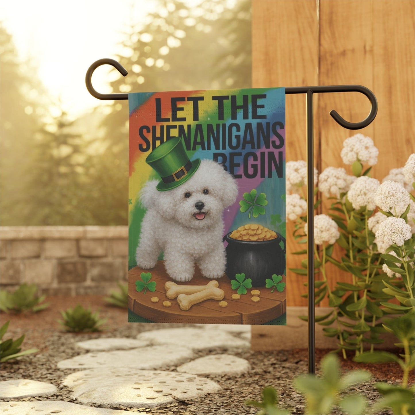Printify Garden Flag Bichon Frise Saint Patricks Garden Flag
