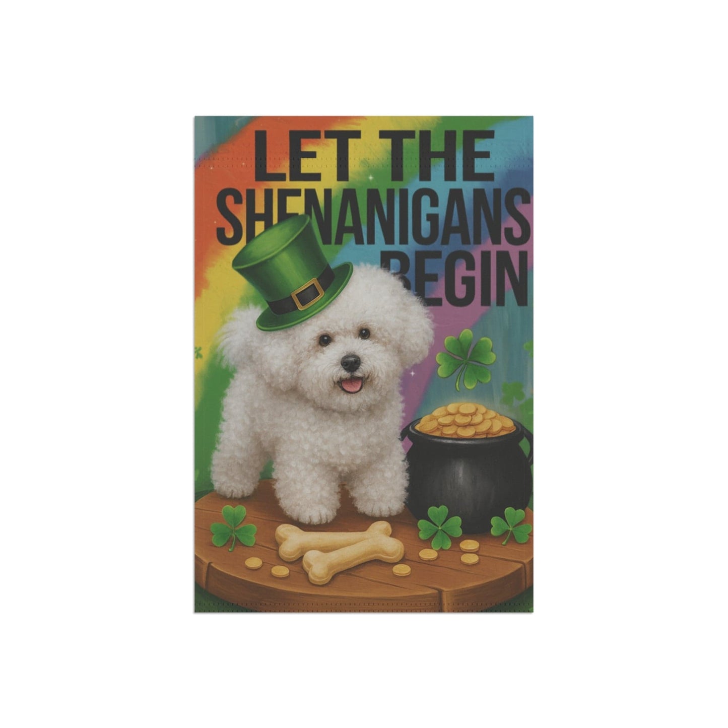 Printify Garden Flag Bichon Frise Saint Patricks Garden Flag