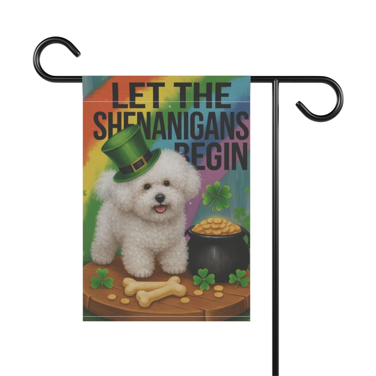 Printify Garden Flag Bichon Frise Saint Patricks Garden Flag