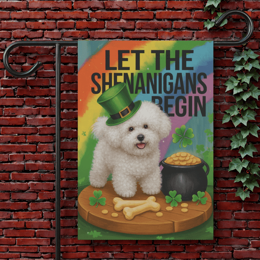 Printify Garden Flag 12'' × 18'' Bichon Frise Saint Patricks Garden Flag