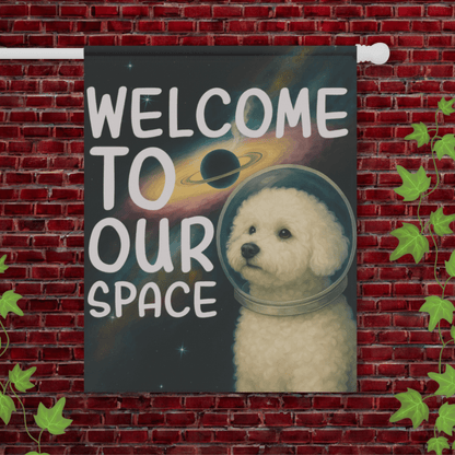 Printify Home Decor 24.5'' × 32'' Bichon Frise Space Garden Flag