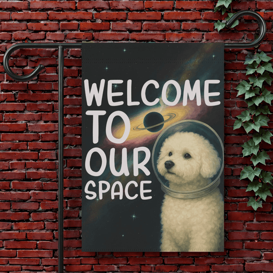 Printify Home Decor 12'' × 18'' Bichon Frise Space Garden Flag