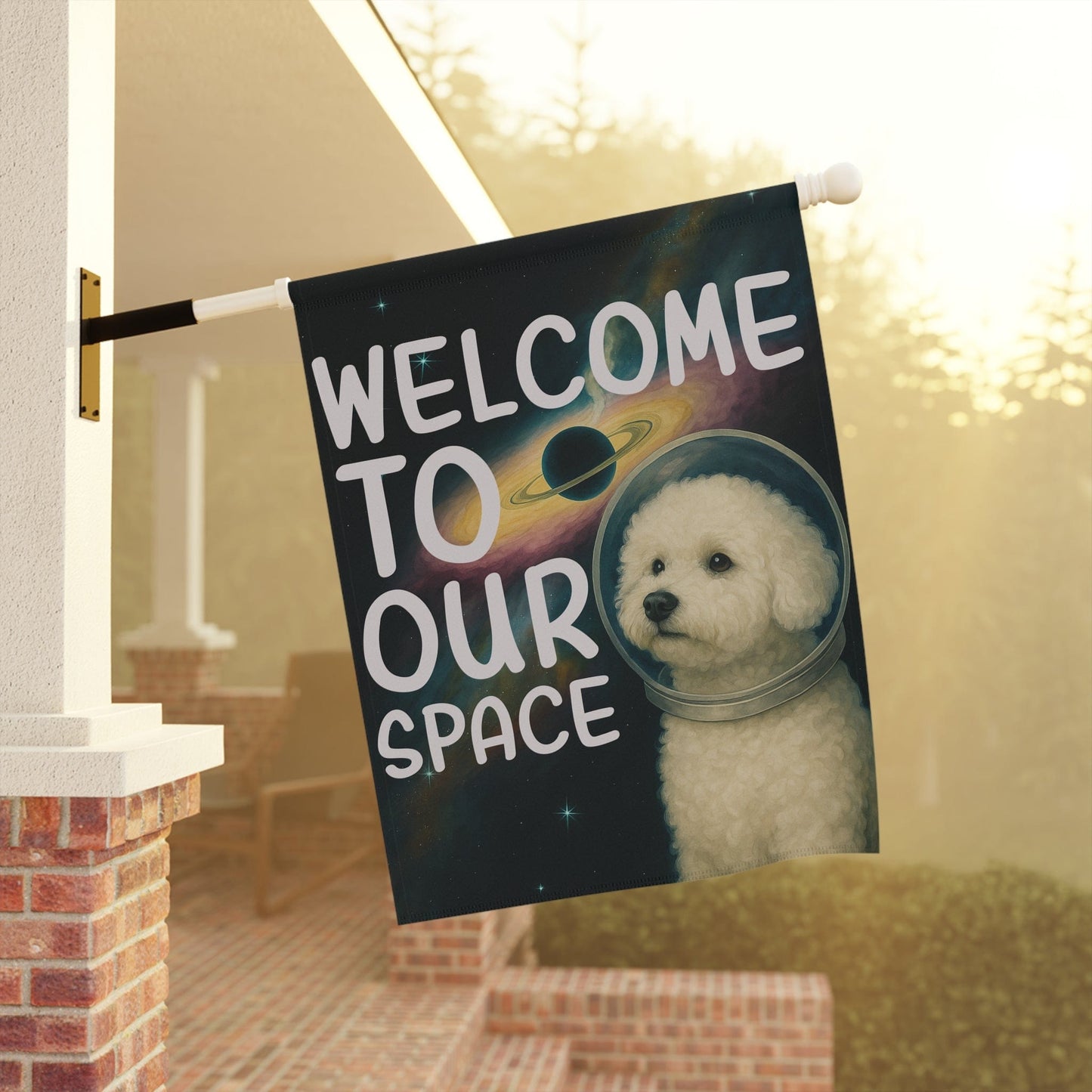 Printify Home Decor Bichon Frise Space Garden Flag