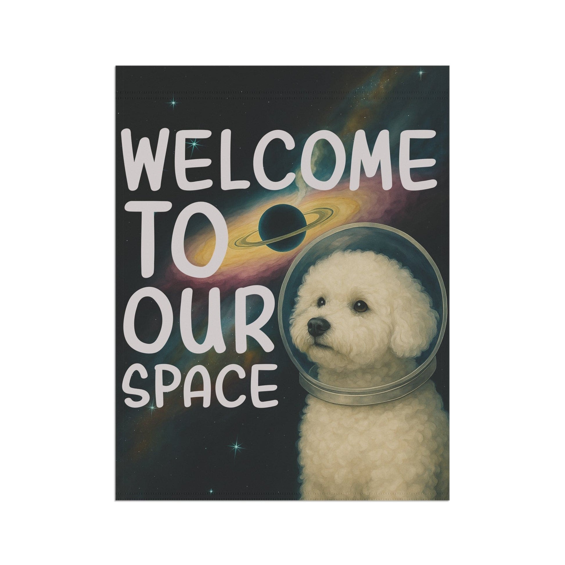 Printify Home Decor Bichon Frise Space Garden Flag