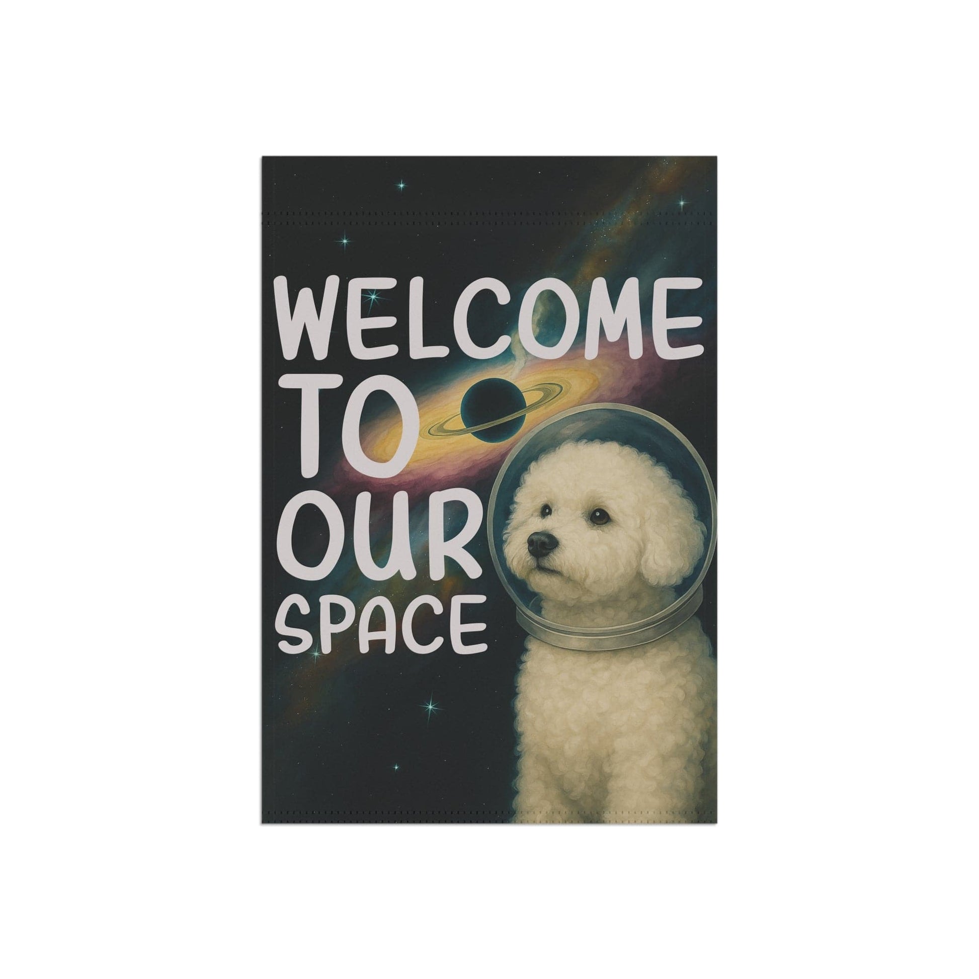 Printify Home Decor Bichon Frise Space Garden Flag