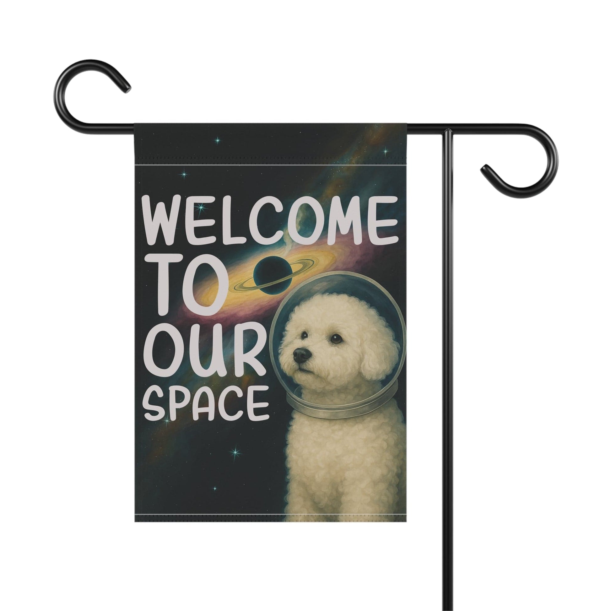 Printify Home Decor Bichon Frise Space Garden Flag