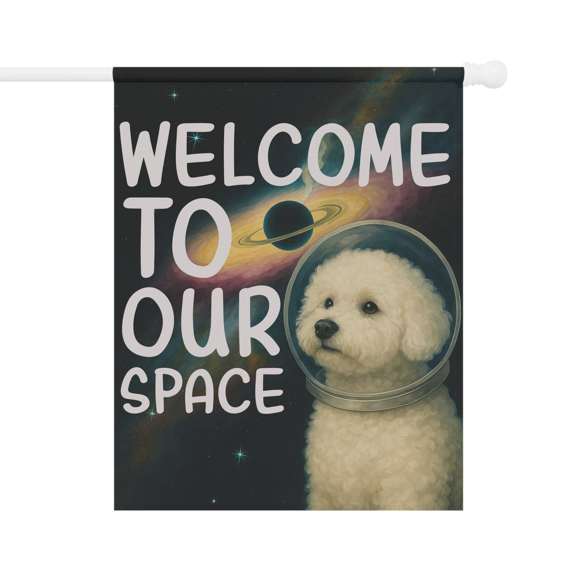 Printify Home Decor Bichon Frise Space Garden Flag
