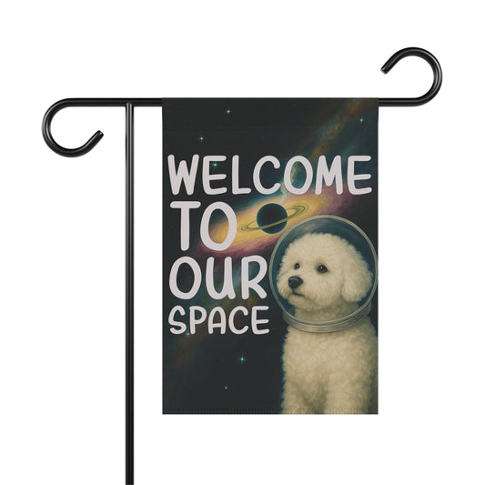 Printify Home Decor Bichon Frise Space Garden Flag
