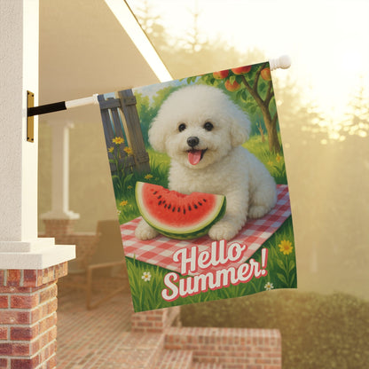 Printify Garden Flag Bichon Frise Watermelon Garden Flag
