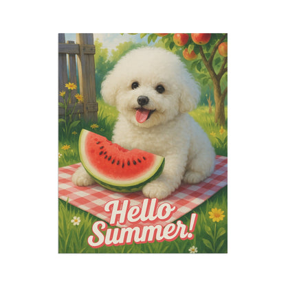 Printify Garden Flag Bichon Frise Watermelon Garden Flag