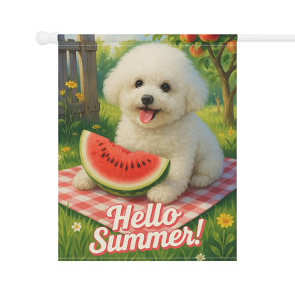 Printify Garden Flag Bichon Frise Watermelon Garden Flag