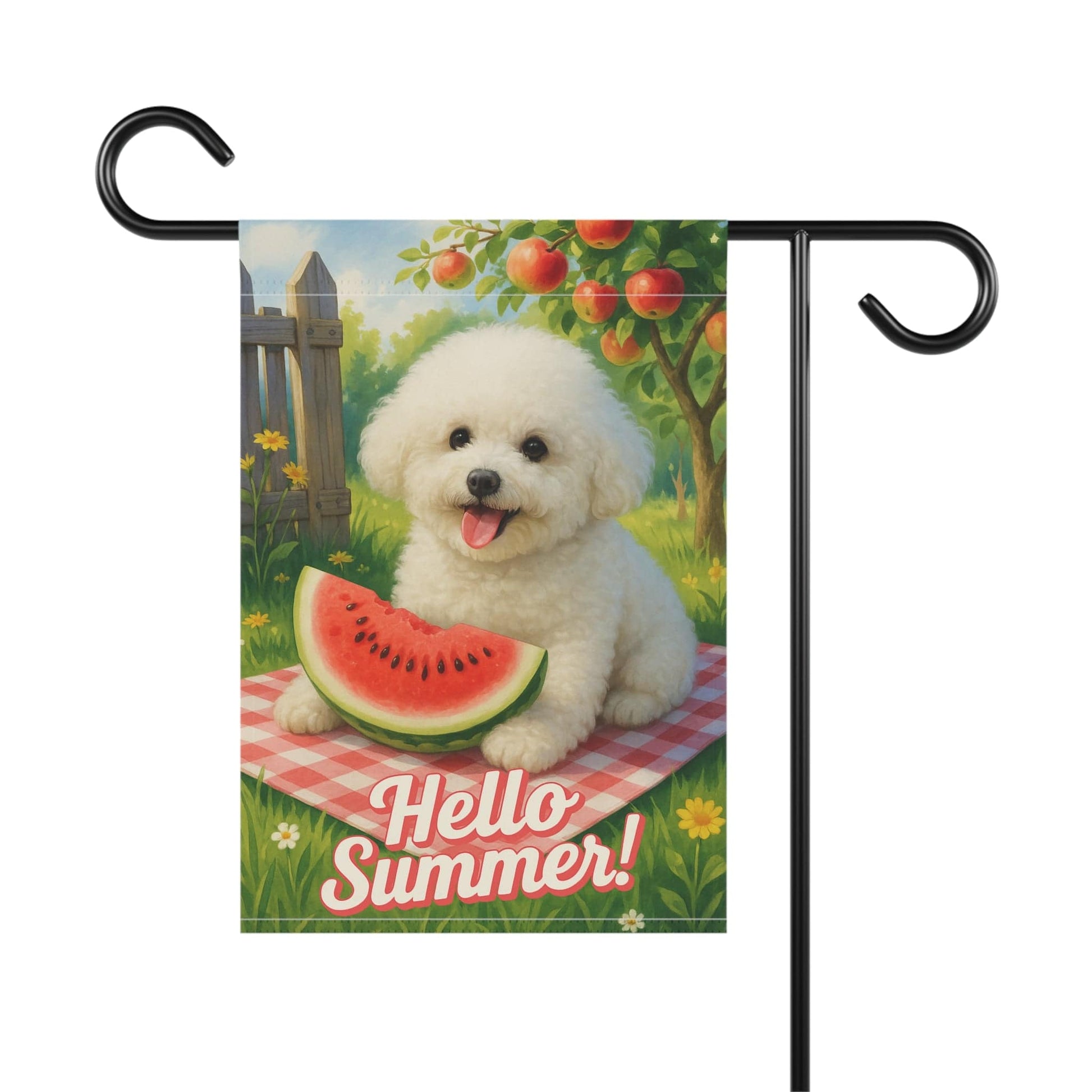 Printify Garden Flag Bichon Frise Watermelon Garden Flag