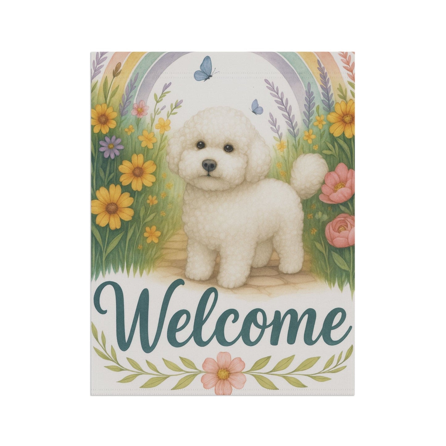 Bichon Frise Welcome Garden Flag