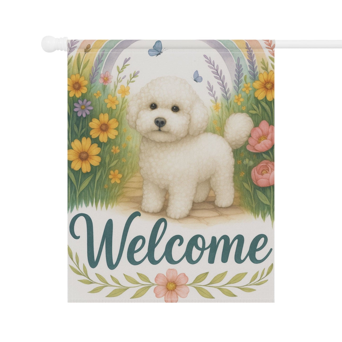 Bichon Frise Welcome Garden Flag