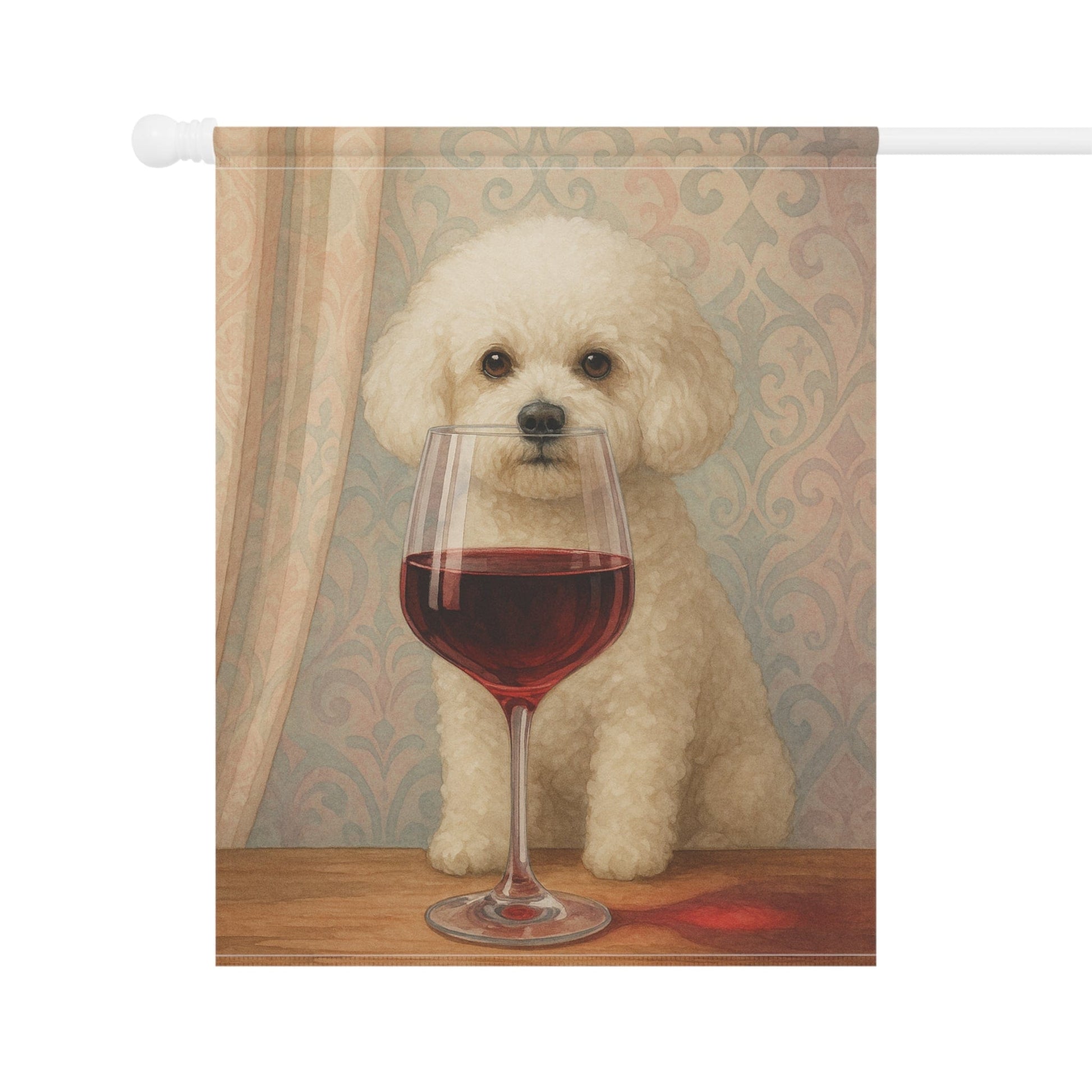 Printify Home Decor Bichon Frise Wine Garden Flag