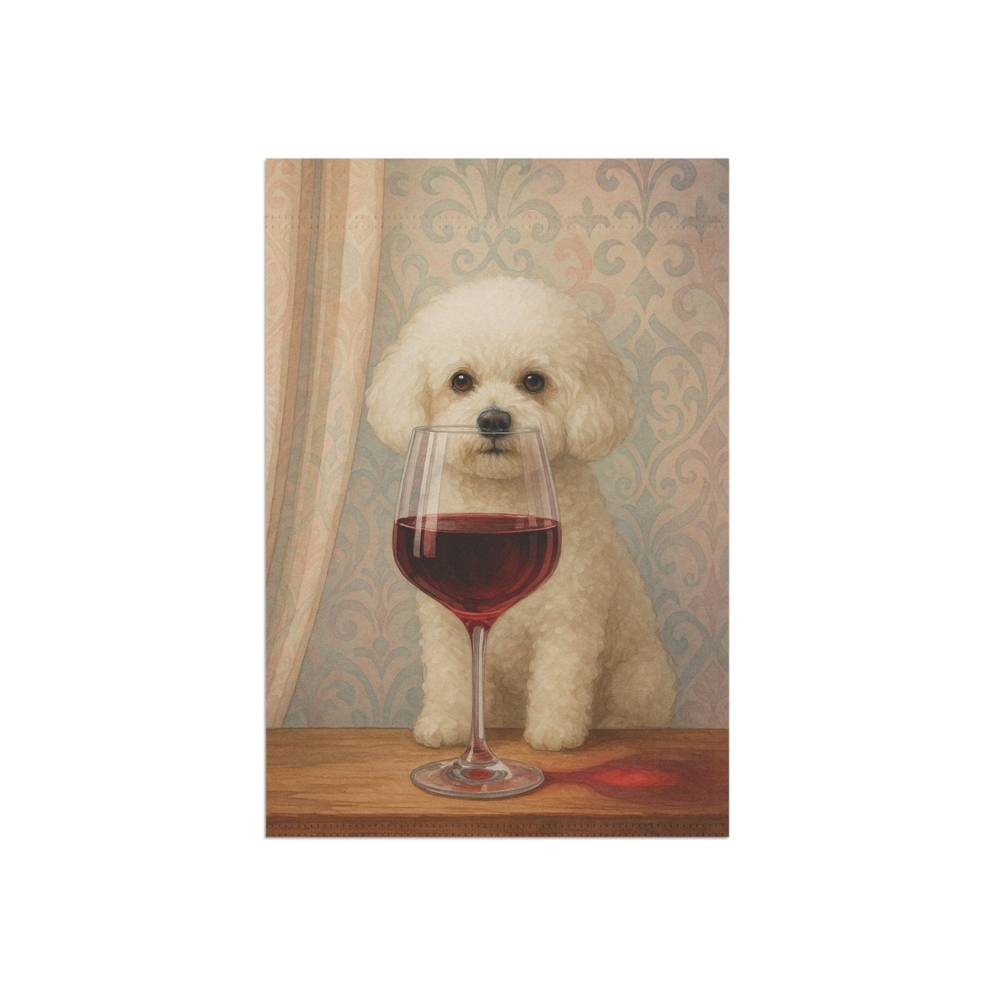 Printify Home Decor Bichon Frise Wine Garden Flag