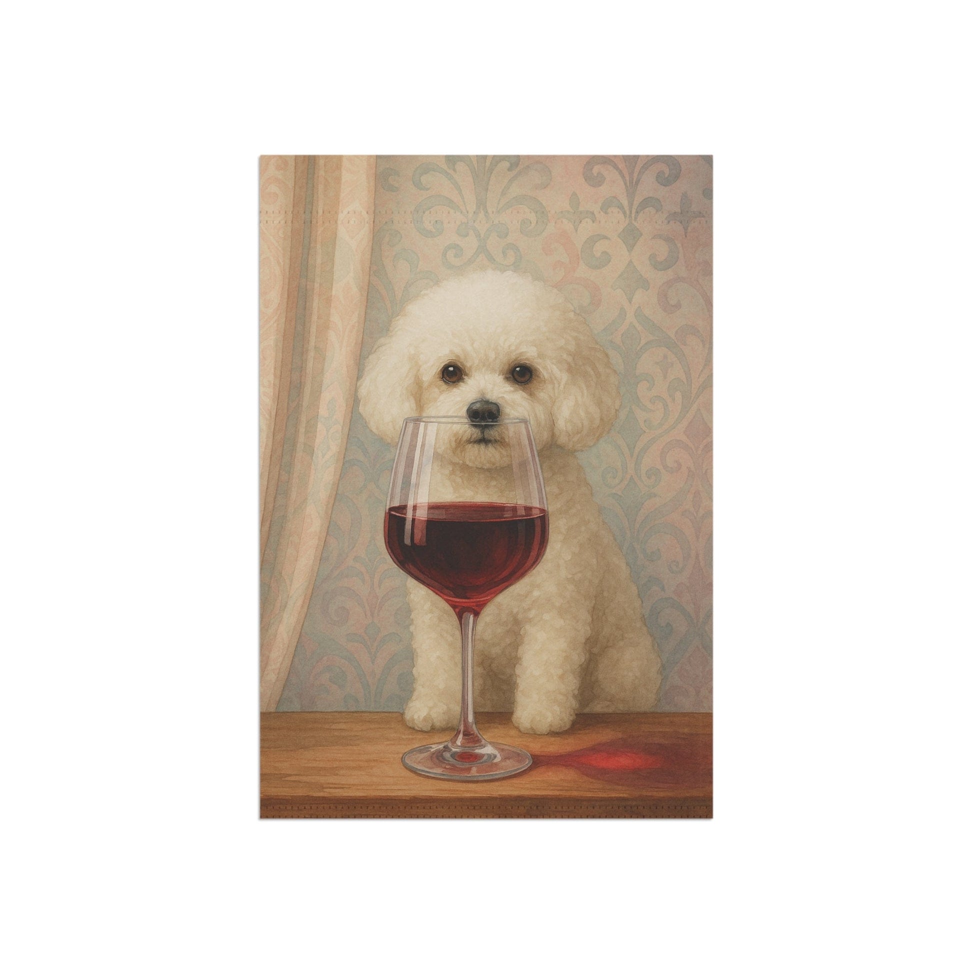 Printify Home Decor Bichon Frise Wine Garden Flag