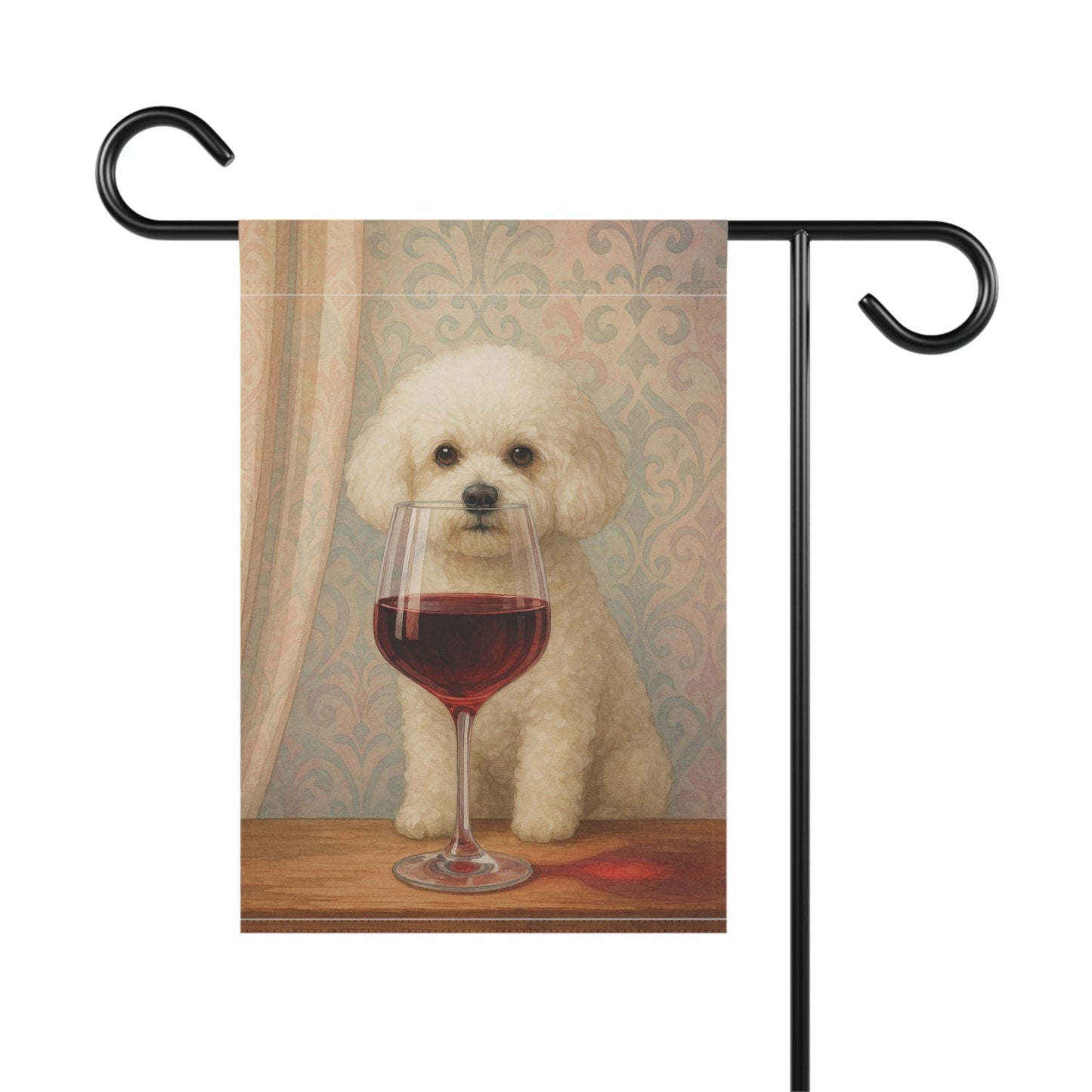 Printify Home Decor Bichon Frise Wine Garden Flag