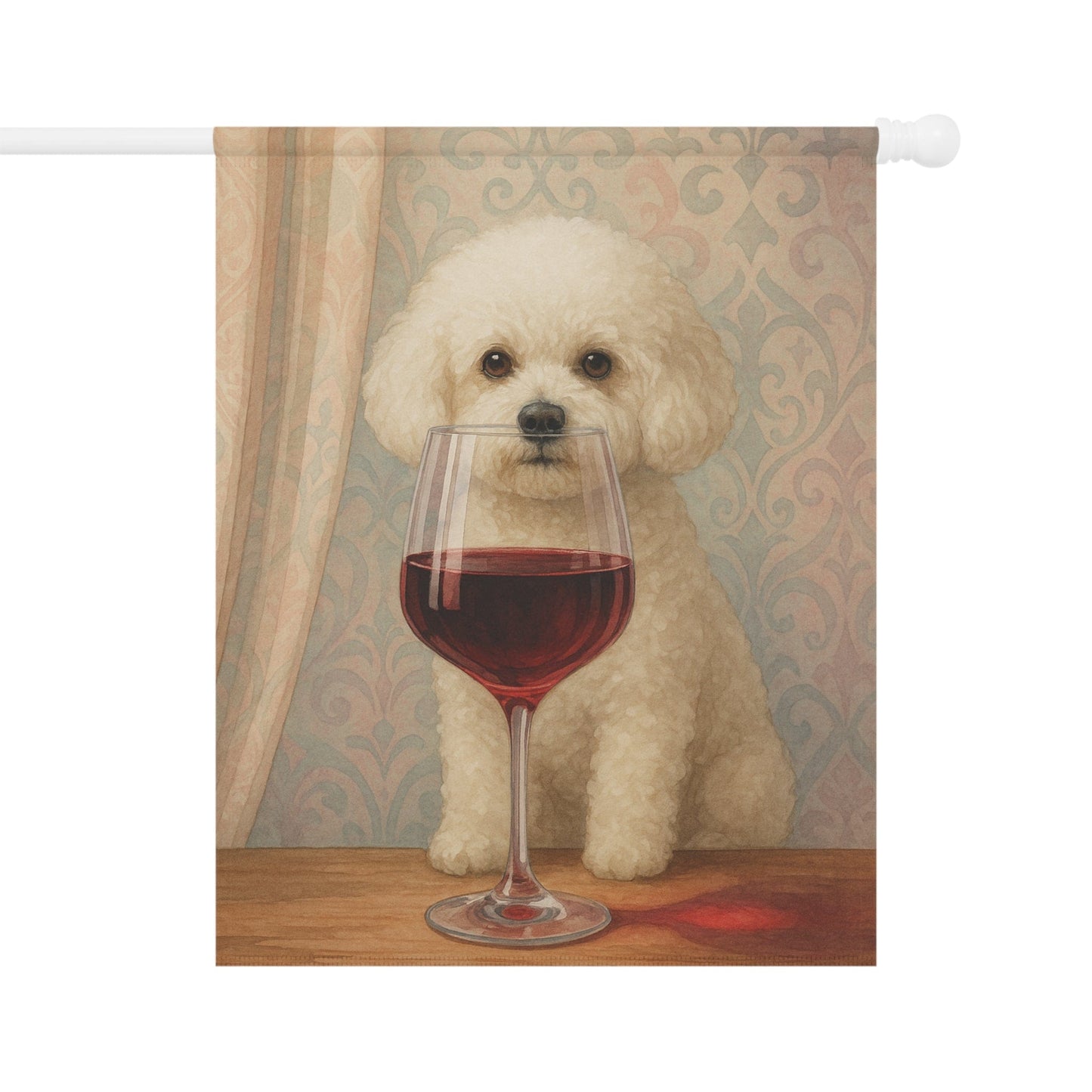 Printify Home Decor 24.5'' × 32'' Bichon Frise Wine Garden Flag