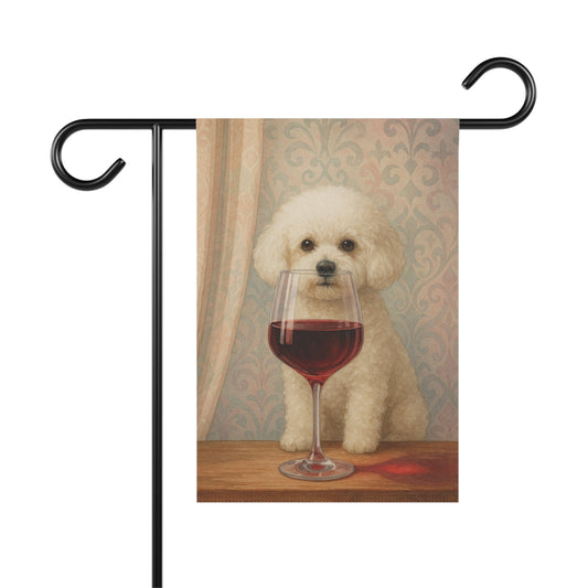 Printify Home Decor 12'' × 18'' Bichon Frise Wine Garden Flag